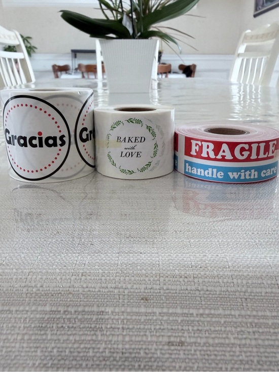 Other - Choose One Roll of 300 - Gracias, Baked with Love, Fragile stickers